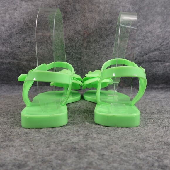 Jeffrey Campbell Shoes Womens 6 Sandal Jelly Flat Flower Thong Ankle Strap Green - Picture 6 of 15